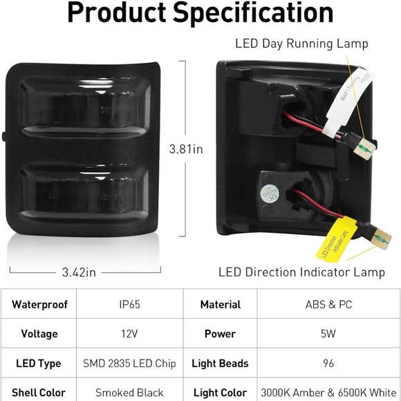 LED switchback Rearview  Mirror Marker Lights / F- 250,350,450,550 / 2008- 2016 - Picture 2 of 6
